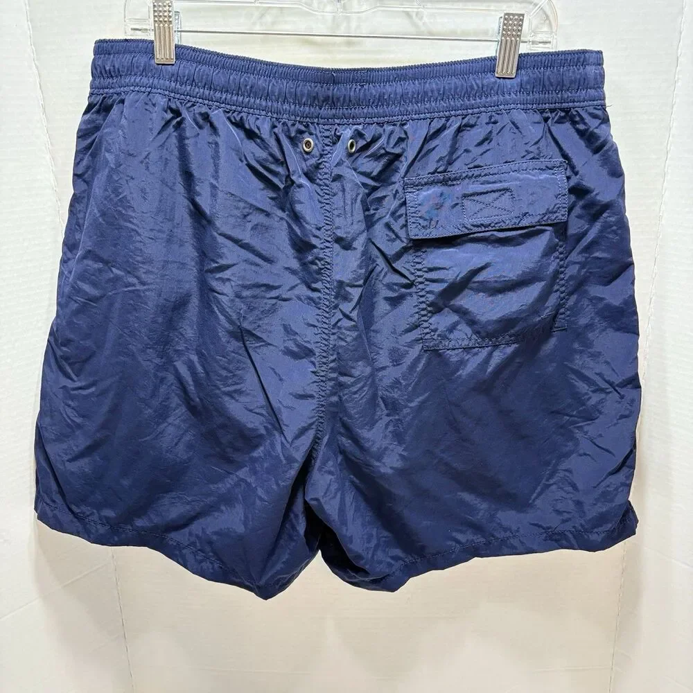 VTG 90s Polo Ralph Lauren Swim Trunks Navy Blue Yellow XXL Retro Mesh Shorts